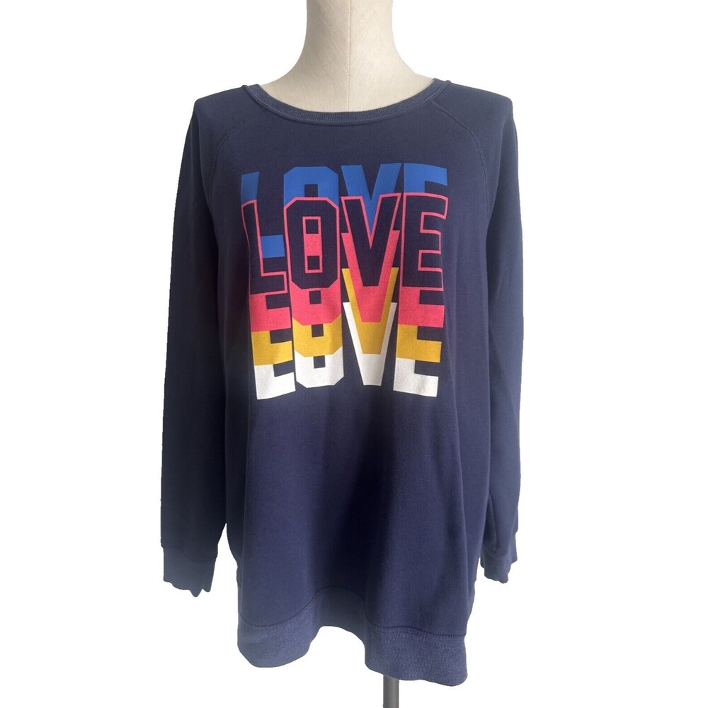 Old Navy LOVE Navy Blue Graphic Crew Neck Sweatshirt Size XXL